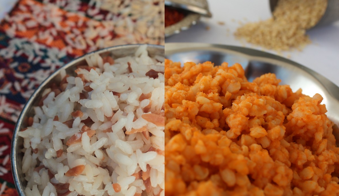Tyrkisk ris, tyrkisk ris opskrift, bulgur vs ris, tyrkisk køkken, Pirinç Pilavı, tyrkisk bulgur, Bulgur Pilavi, tyrkisk tilbehør, traditionelle tyrkiske retter, ris eller bulgur, tyrkisk madopskrift, tyrkiske hverdagsretter, tyrkiske ris med nudler, tyrkisk pilaf, bulgur opskrift, sundt tilbehør, tyrkisk vegetarret, nem tyrkisk opskrift, tyrkisk mad tilbehør.